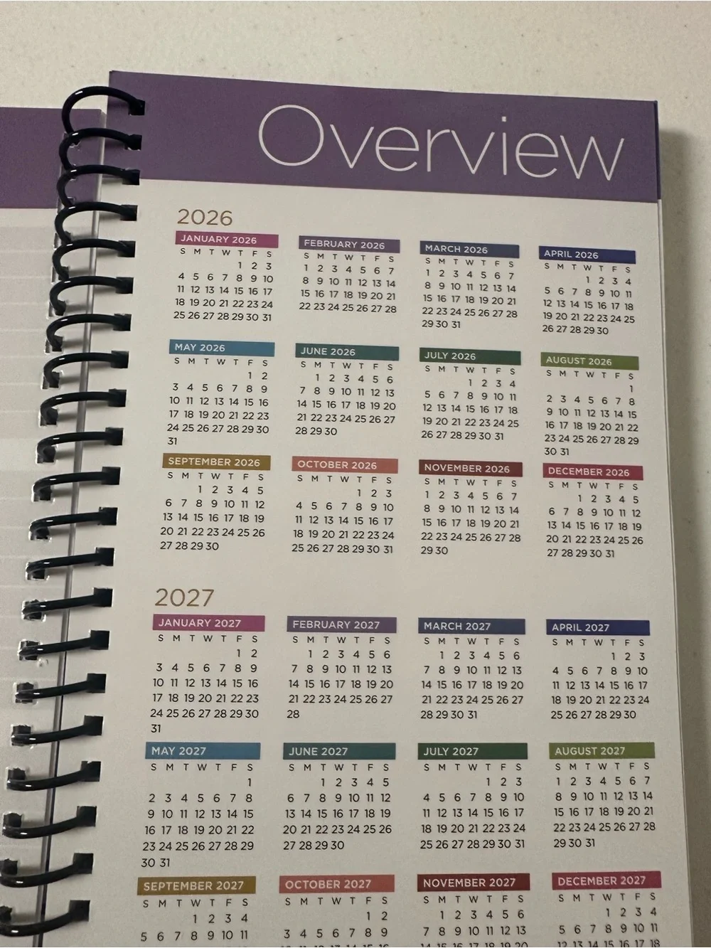 Spiral-Bound Monthly & Weekly Planner - White with Black Numerals